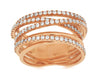ESTATE WIDE .93CT DIAMOND 14KT ROSE GOLD CLASSIC MULTI ROW CRISS CROSS FUN RING