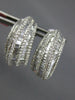 LARGE 2.94CT DIAMOND 18K WHITE GOLD ROUND & BAGUETTE SEMI HOOP HANGING EARRINGS
