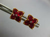1.42CT DIAMOND & AAA RUBY 18KT ROSE GOLD 3D PEAR SHAPE FLOWER STAR STUD EARRINGS