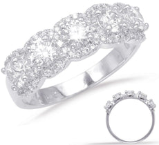 1.33CT DIAMOND 14KT WHITE GOLD 3D CLASSIC 5 STONE ROUND HALO ANNIVERSARY RING