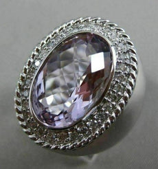 ESTATE EXTRA LARGE 8.42CT DIAMOND & AAA AMETHYST 14KT WHITE GOLD 3D OVAL RING