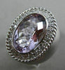 ESTATE EXTRA LARGE 8.42CT DIAMOND & AAA AMETHYST 14KT WHITE GOLD 3D OVAL RING
