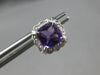 1.67CT DIAMOND & AAA AMETHYST 14KT WHITE GOLD CUSHION & ROUND HALO STUD EARRINGS