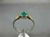 ESTATE .83CT DIAMOND & EMERALD 14K TWO TONE GOLD OVAL SEMI BEZEL ENGAGEMENT RING