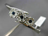 ESTATE WIDE 2.60CT DIAMOND & SAPPHIRE 14KT WHITE GOLD 3 FLOWER BANGLE BRACELET