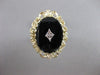 ANTIQUE VICTORIAN OLD MINE DIAMOND ONYX 14K Y GOLD FILIGREE COCKTAIL RING 20714