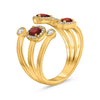 LARGE 1.14CT DIAMOND & AAA RUBY 14KT YELLOW GOLD MULTI SHAPE HALO BEZEL FUN RING