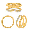 .30CT DIAMOND 14K YELLOW GOLD CLASSIC 3 ROW DOUBLE BAND V SHAPE ANNIVERSARY RING