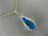LARGE 3.12CT DIAMOND & AAA BLUE TOPAZ 14KT ROSE GOLD TEAR DROP FILIGREE PENDANT