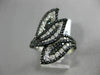 ESTATE LARGE 2.38CT ROUND DIAMOND 14KT WHITE & BLACK GOLD 3D MULTI LEAF FUN RING