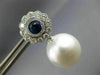 ESTATE 1.55CT DIAMOND AAA SAPPHIRE & SOUTH SEA PEARL 18KT WHITE GOLD 3D EARRINGS