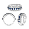 WIDE 1.23CT DIAMOND & AAA SAPPHIRE 14K WHITE GOLD 3 ROW WEDDING ANNIVERSARY RING