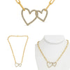 LARGE 1.29CT DIAMOND 14KT YELLOW GOLD ROUND DOUBLE OPEN HEART LOVE KNOT NECKLACE
