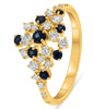 ESTATE WIDE .78CT DIAMOND & AAA SAPPHIRE 14KT YELLOW GOLD 3D CLUSTER FUN RING