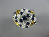 ESTATE LARGE 2.0CT DIAMOND & AAA SAPPHIRE 18KT 2 TONE GOLD 3D FLOWER FUN RING