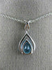 1.48CT DIAMOND & AAA PEAR SHAPE BLUE TOPAZ 14KT WHITE GOLD 3D TEAR DROP PENDANT