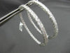 ESTATE LARGE 3.96CT DIAMOND 18K WHITE GOLD 3D CLASSIC DOUBLE SIDED HOOP EARRINGS