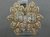 ESTATE LARGE 1.70CT ROUND & BAGUETTE DIAMOND 14KT WHITE & ROSE GOLD FLOWER RING