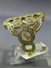 ESTATE LARGE 1.86CT DIAMOND 18KT YELLOW GOLD 3D MULTI FLOWER OPEN FILIGREE RING