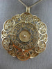 ANTIQUE EXTRA LARGE 14KT ROSE GOLD CLASSIC FLOWER CIRCLE FILIGREE PENDANT #21874