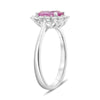 ESTATE 1.70CT DIAMOND & AAA PINK SAPPHIRE 18K WHITE GOLD 3D OVAL ENGAGEMENT RING