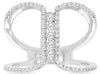 ESTATE LARGE .43CT DIAMOND 14KT WHITE GOLD CLASSIC BAR LOVE KNOT FUN RING