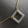 ESTATE LONG 2.01CT DIAMOND 14K YELLOW GOLD 3D OPEN SQUARE LOVE KNOT FUN NECKLACE