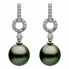 ESTATE .61CT ROUND DIAMOND & AAA TAHITIAN PEARL 18K WHITE GOLD CIRCULAR EARRINGS