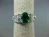 ESTATE 1.21CT DIAMOND & AAA OVAL EMERALD 14KT WHITE GOLD 3D LOVE ENGAGEMENT RING