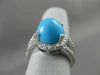 ESTATE WIDE 1.11CT DIAMOND & AAA TURQUOISE 14KT WHITE GOLD HALO FUN RING #18927