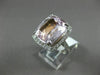 ESTATE X LARGE 10.64CT DIAMOND & AAA KUNZITE 14KT WHITE GOLD FILIGREE HALO RING