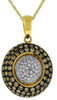 1.43CT WHITE & CHOCOLATE FANCY DIAMOND 14K YELLOW GOLD CLUSTER PAVE HALO PENDANT