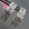 WIDE 1.3CT DIAMOND 18K WHITE GOLD ROUND & BAGUETTE HOOP HUGGIE HANGING EARRINGS