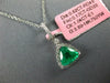 ESTATE 1.83CT DIAMONDS & AAA EMERALD 18K WHITE GOLD 3D TRILLION FLOATING PENDANT