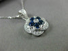 ESTATE 1.05CT DIAMOND & AAA SAPPHIRE 14KT WHITE GOLD 3D FLOWER FILIGREE PENDANT