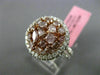 ESTATE LARGE GIA 2.46CT PINK & WHITE DIAMOND 18KT GOLD 3D HALO SPLIT SHANK RING