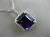 ESTATE LARGE 7.04CT DIAMOND & AMETHYST 14KT WHITE GOLD FILIGREE FLOATING PENDANT