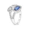 LARGE 1.89CT DIAMOND & AAA SAPPHIRE 18KT WHITE GOLD MULTI SHAPE 3 STONE FUN RING