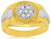 ESTATE .15CT DIAMOND 14K WHITE & YELLOW GOLD CLASSIC CLUSTER ROUND MENS FUN RING