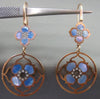 ESTATE LARGE .17CT DIAMOND & BLUE MOTHER OF PEARL 14K ROSE GOLD HANGING EARRINGS