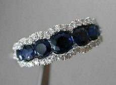 ESTATE 1.61CT DIAMOND & AAA SAPPHIRE 18KT WHITE GOLD GRADUATING ANNIVERSARY RING