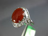 ESTATE WIDE 4.0CT DIAMOND & AAA RED JADEITE 14KT WHITE GOLD OVAL HEART LOVE RING