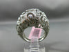 ESTATE MASSIVE .25CT DIAMOND 14KT WHITE GOLD 3D OPEN FILIGREE FLOWER LEAF RING