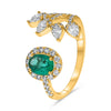 LARGE 1.40CT DIAMOND & AAA EMERALD 14KT YELLOW GOLD MULTI SHAPE MULTI LEAF RING
