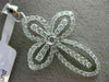 ESTATE LARGE 1.15CT DIAMOND 18KT WHITE GOLD 3D FLOWER CROSS FLOATING PENDADNT