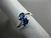 ESTATE 1.31CT DIAMOND & AAA SAPPHIRE 14KT WHITE GOLD TWO STONE DOUBLE WAVE RING