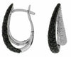 2.05CT WHITE & BLACK DIAMOND 14K WHITE GOLD MULTI ROW LEVERBACK HANGING EARRINGS
