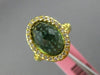 ESTATE LARGE 4.90CT DIAMOND & GREEN AMETHYST 14KT YELLOW GOLD OVAL FILIGREE RING