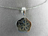 ESTATE 1.05CT DIAMOND & AAA SAPPHIRE 14KT WHITE GOLD 3D FLOWER FILIGREE PENDANT
