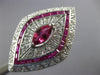 ESTATE EXTRA LARGE 3.88CT DIAMOND & AAA RUBY 14KT WHITE GOLD MARQUISE SHAPE RING